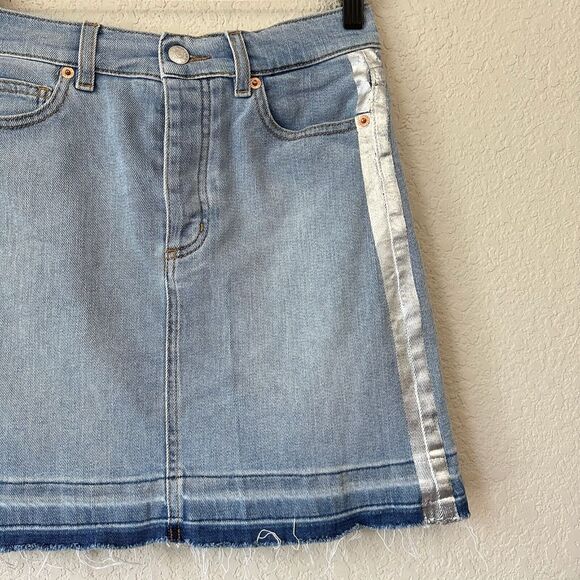 ZADIG & VOLTAIRE Juicy Silver Trim Denim Skirt Button-Fly Raw Hem - Picture 5 of 14